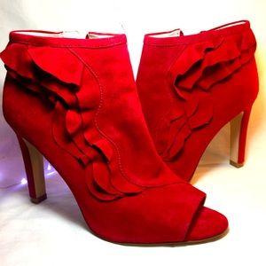 Louise et Cie red suede bootie open toe heels, 8